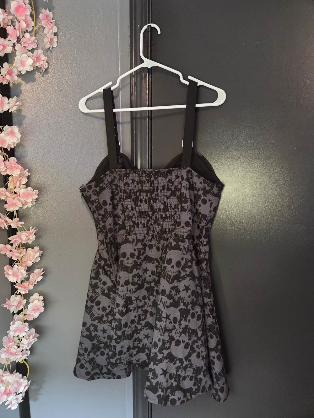 Black & Grey Skull Grommet Strap Mini Dress - Picture 6 of 6